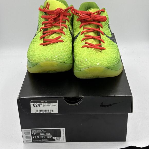 Size 12 - Nike Zoom Kobe 6 Protro Low Grinch - Picture 2 of 8